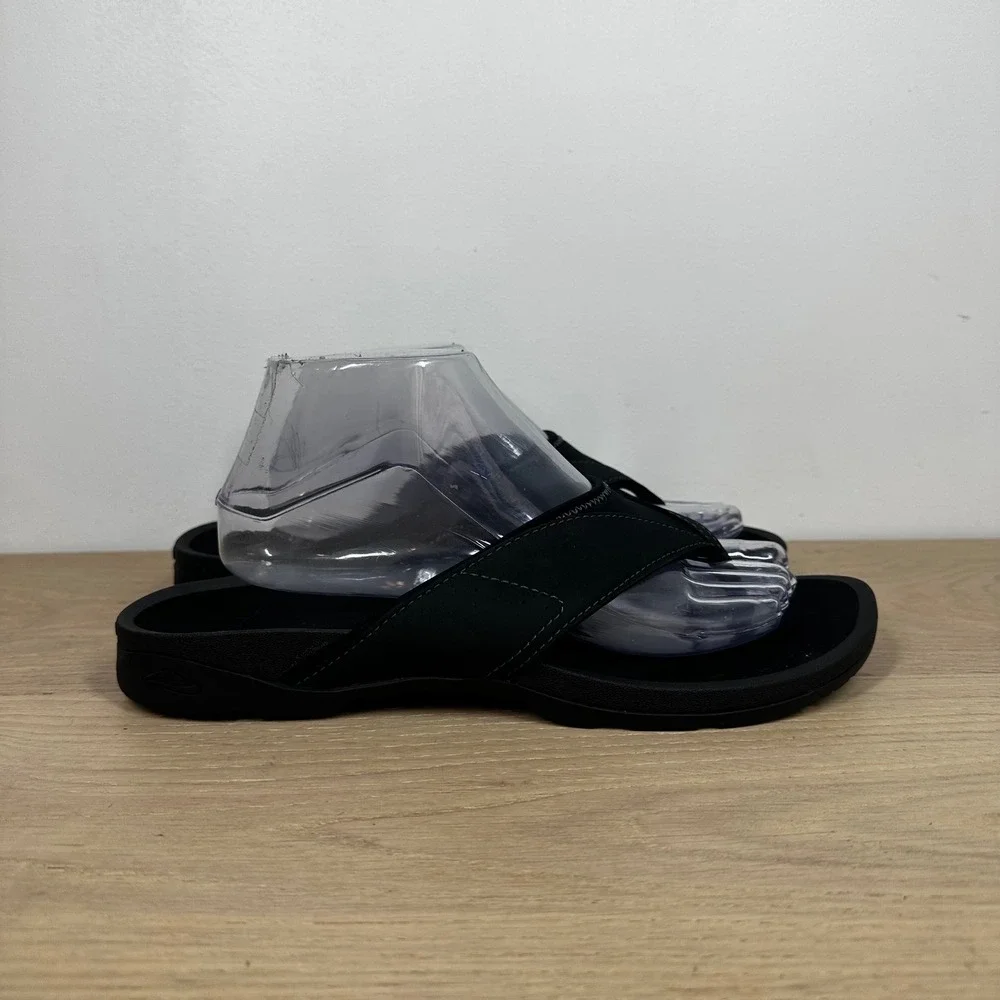 ABEO Balboa Sandals Women 10 Black Thong Slide Comfort Walking Minimalist